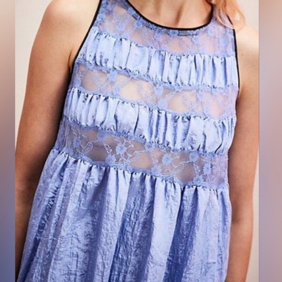 Free People top Current Obsession mini slip lace purple NEW - Picture 1 of 7